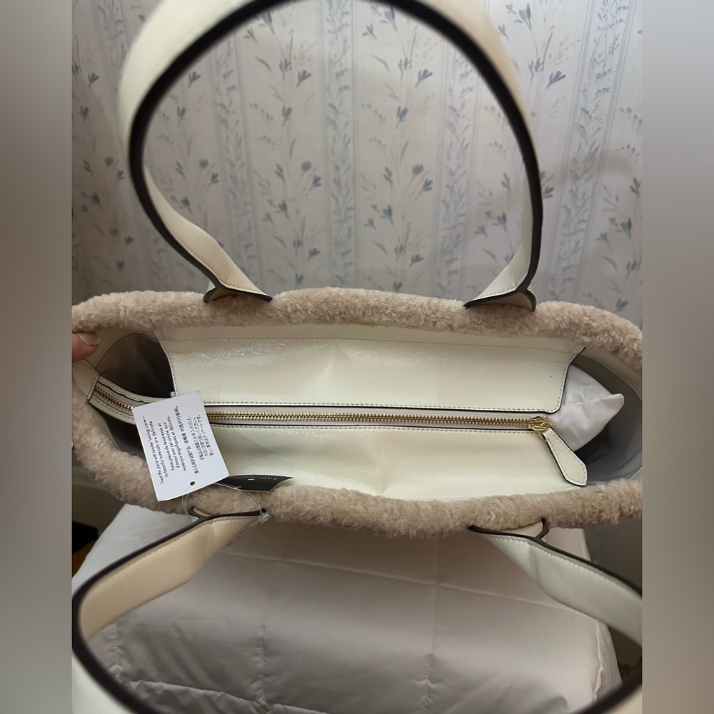 Kate Spade Cream Tote with Sherpa Trim - Picture 7 of 13